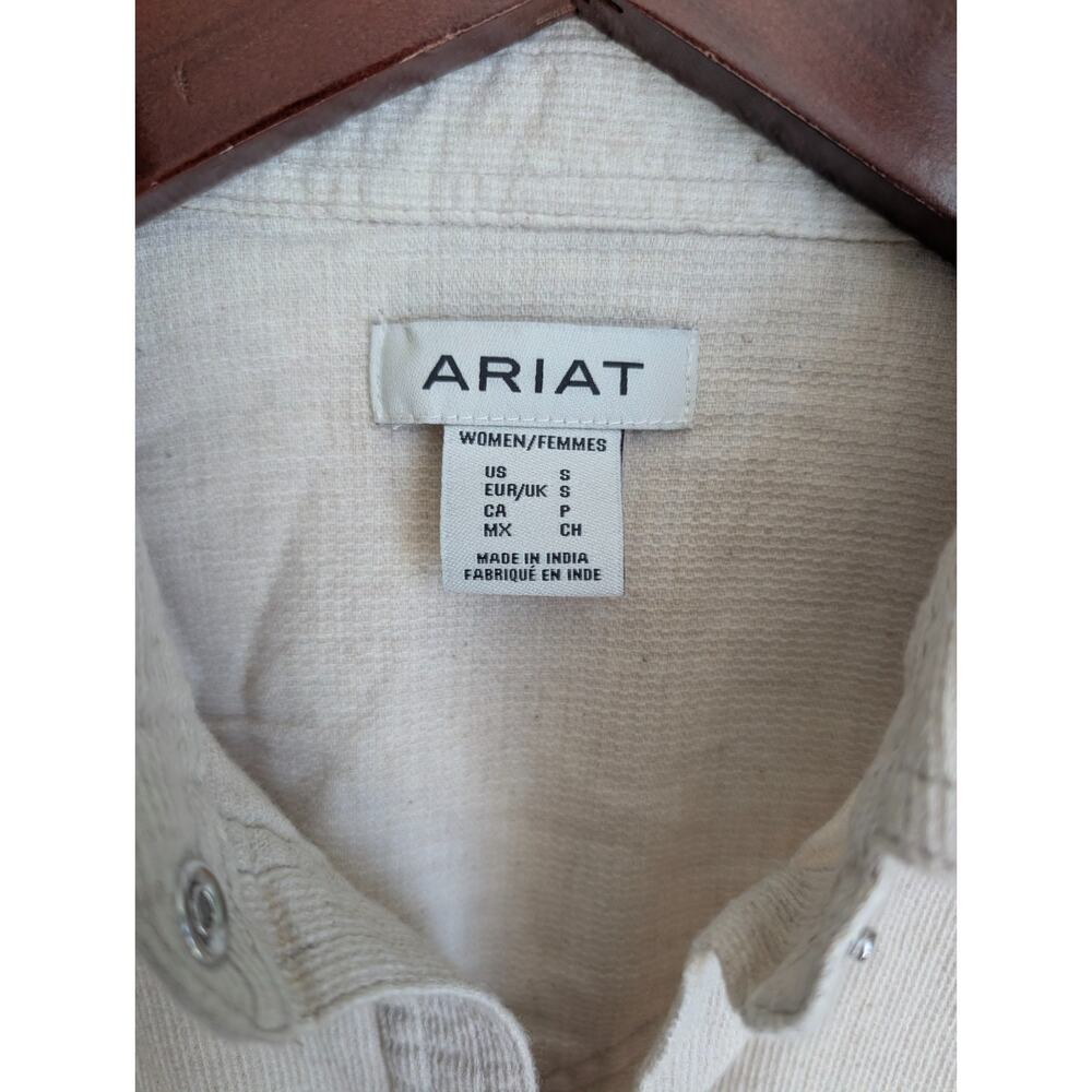 NWT Ariat Papyrus Western Shirt Womens Small Light Tan Long Sleeve Pearl Snap - Picture 4 of 6
